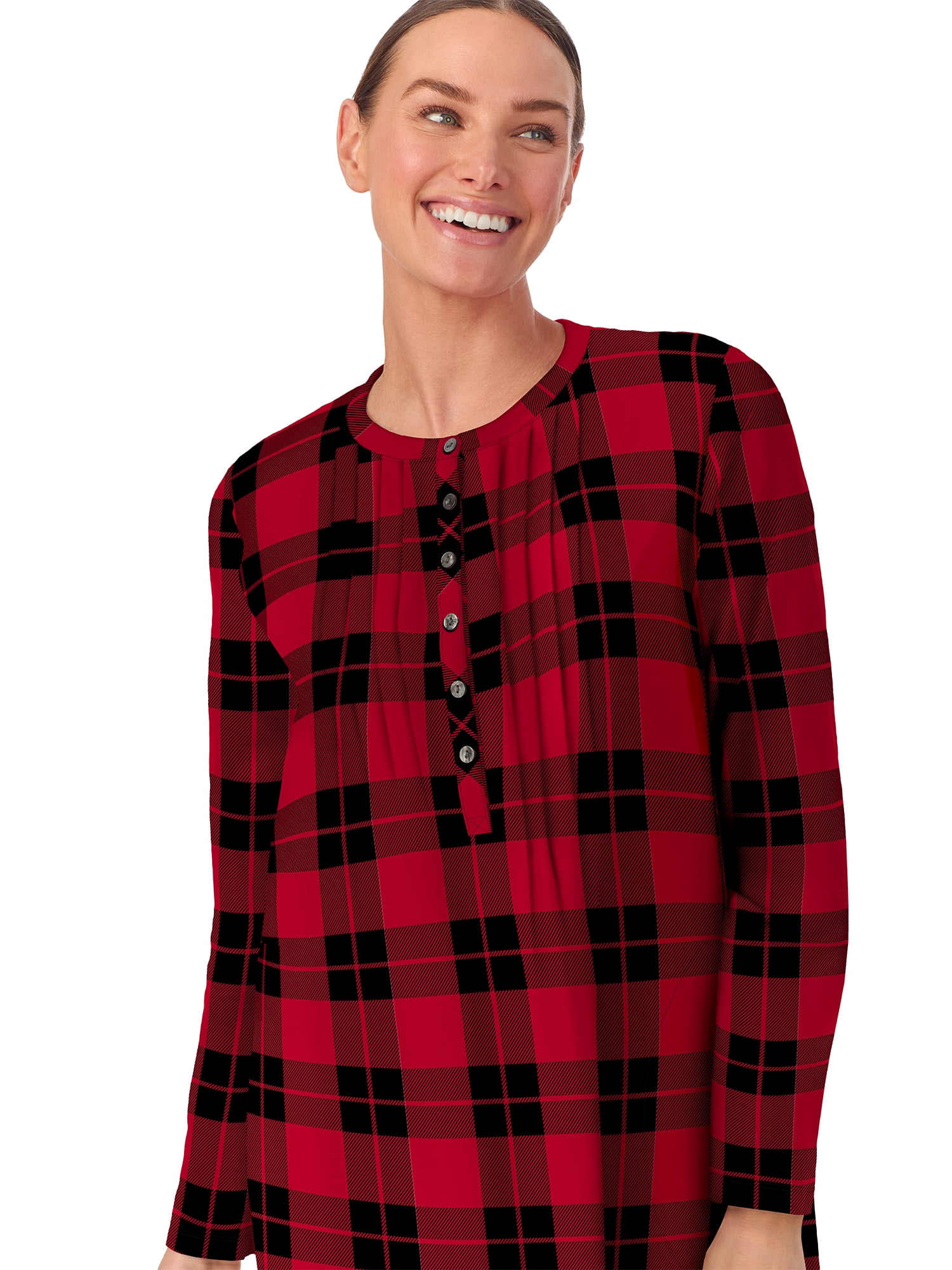 Aria Women’s 100% Cotton Woven Flannel Long Sleeve 44" Nightgown, Sizes XS-3X