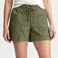thumbnail image 2 of Women's Solid Lightweight Drawstring Casual High Waist Hiking Shorts Summer Workout Shorts With Pockets, Polyester | UKHCCC,Green S, 2 of 9