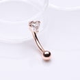 thumbnail image 4 of BM25 Rose Gold Heart Gem Sparkle Prong Curved Barbell-Clear Gem, 4 of 4
