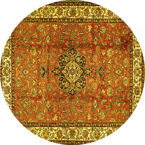 Ahgly Company Indoor Round Persian Yellow Traditional Area Rugs, 7' Round