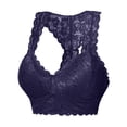 thumbnail image 2 of ZNQHFRE Women’s V-Neck I-Back Wireless Lace Bralette Soft Comfort Sexy Everyday Lingerie Dark Purple 2XL, 2 of 3