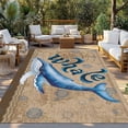 thumbnail image 2 of Vintage Whale Outdoor Rug for Patio/Deck/Porch, Non-Slip Large Area Rug 3 x 5 Ft, Brown Nautical Anchor Bubbles Coastal Indoor Outdoor Rugs Washable Area Rugs, Reversible Camping Rug Carpet Runner, 2 of 8