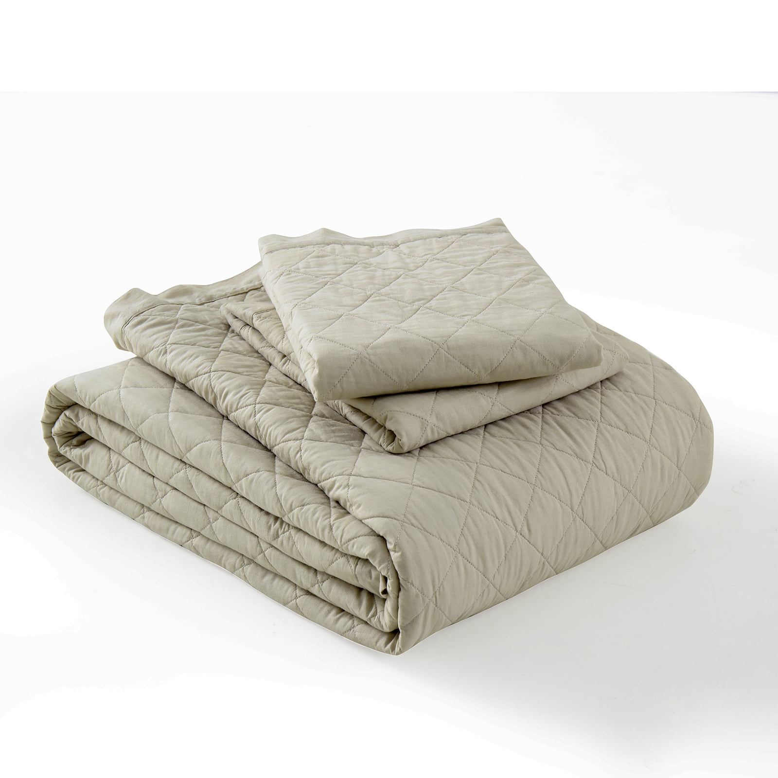 PANGUSHAN 100% Cotton King Quilt Set, Elegant Diamond Pattern Solid Color King Size Quilt Bedding Set Bedspreads, Reversible Quilted Lightweight Comforter, Beige Bed Spread for King Bed, 3pcs