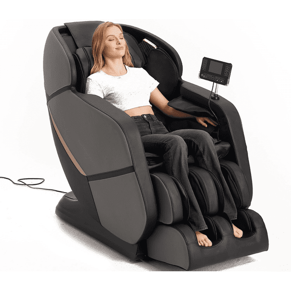 Premium Full Body Massage Chair, Zero Gravity Shiatsu Recliner with Dual-Mechanism, Waist & Calf Heat Therapy, Foot Rollers, Smart Voice Control & Wireless Audio for Home Relaxation