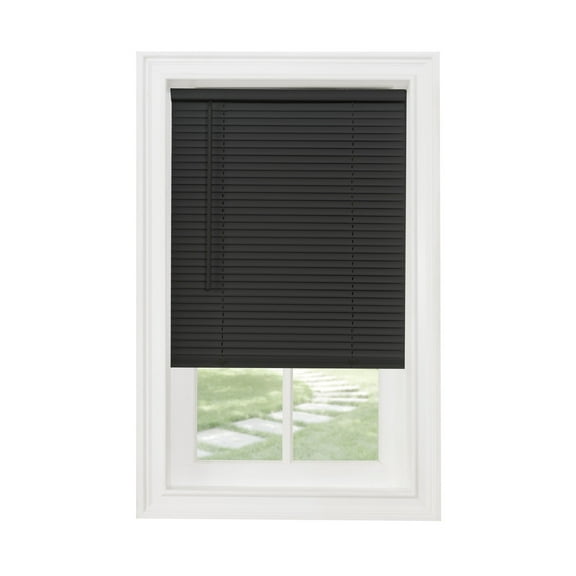 Homestock Old World Opulence Mini Blind 27x72 in Black - Light Filtering, No Cords, Pet Safe, Easy Installation with Hidden Brackets