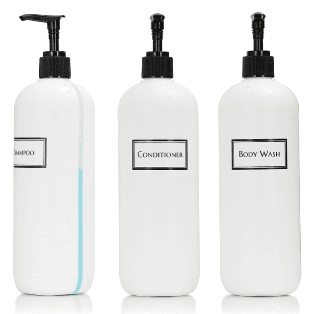 Refillable Body Wash Shampoo and Conditioner Pump Dispenser Bottles