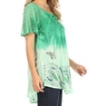 thumbnail image 4 of Sakkas Petra Women's Casual Loose Flared Corset Short Sleeve Lace Blouse Top Tunic - 2202-SeaGreen - One Size, 4 of 5
