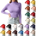 thumbnail image 4 of Xdegoge Womens Mock Neck Ribbed Sweater Long Sleeve Slim Fit Pullover Basic Lightweight Stretchy form Fitting Fall Winter Casual Layering Thermal Tops Knitwear, 4 of 8