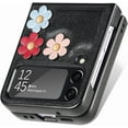 thumbnail image 3 of for Samsung Galaxy Z Flip 4 Flower Cute Case, Applique Design Slim Thin PU Leather & Crystal Hard PC Shockproof Protective Phone Cover Case for Samsung Z Flip 4 LTH Black, 3 of 14
