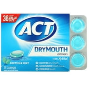 Act, Dry Mouth Lozenges with Xylitol, Soothing Mint, 36 Lozenges Pack of 2