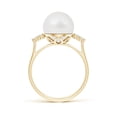 thumbnail image 2 of ANGARA South Sea Cultured Pearl Ring with Trio Diamonds in 14K Yellow Gold for Women | June Birthstone, Birthday, Anniversary, Jewelry Gift for Women | Pearl Ring, 2 of 8