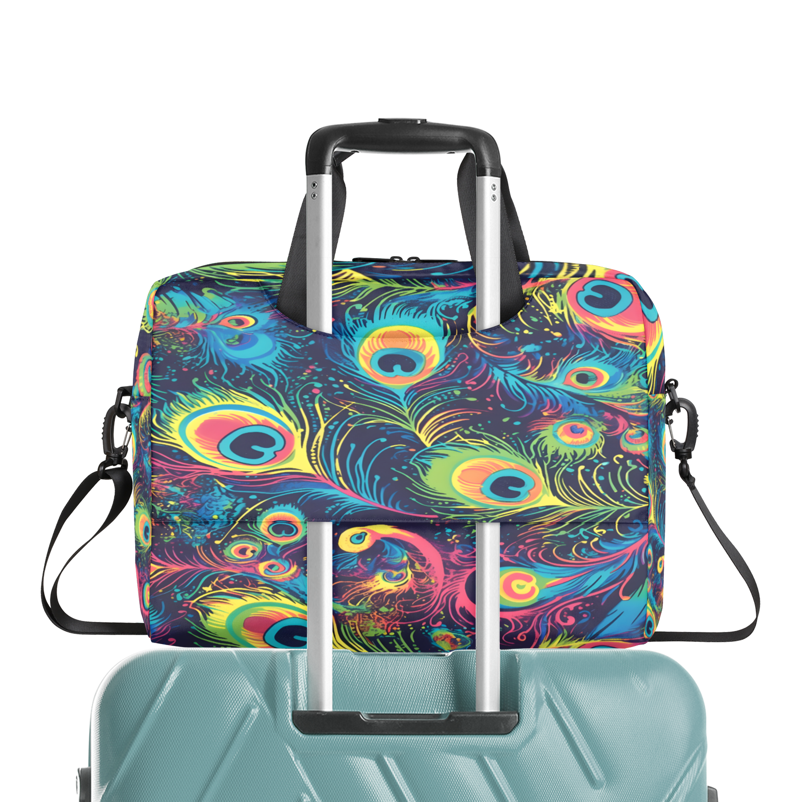 Herdesigns Peacock Feather Laptop Bag for Women Men, Computer Case Briefcase Messenger Bags, 15-15.6 inch Laptop Sleeve Shoulder Bag