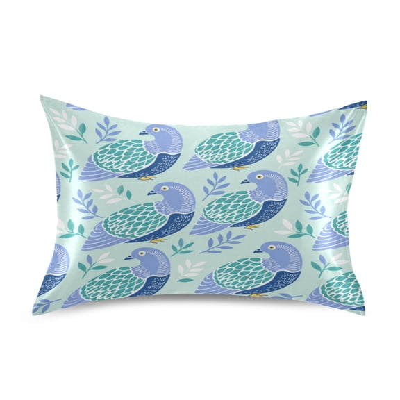 Satin Pillow Case Envelope Pillow Covers Standard Size Soft Pillow Cases for Bedroom, Mint Doves Printed