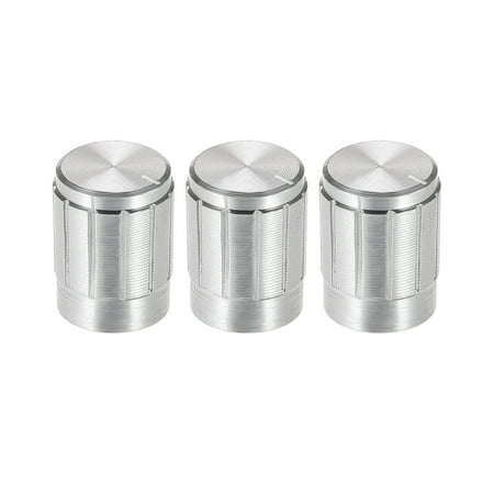3pcs Potentiometer Knob Cap Silver Tone Aluminum 6mm Shaft Dia. Rotary Knob 13mm Dia.x17mm Height Volume Control Knob