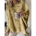 thumbnail image 1 of Fashionable Women Solid Cutout Knit Sweater - Irregular Hem Long Sleeve Pullover, 1 of 12