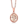 Gem Stone King 3.17 Ct Oval Morganite Peach Mystic Quartz 18K Rose Gold Plated Silver Pendant with Chain