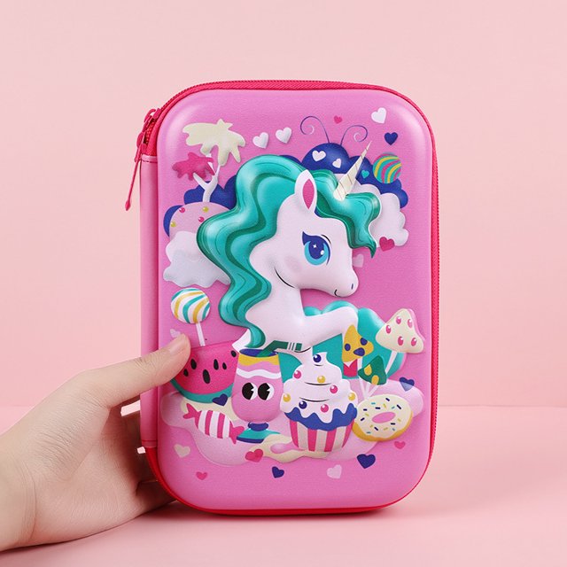 Estuche para lápices para estudiantes de primaria, bonito estuche de papelería de gran capacidad, bolsa de lápices tridimensional de EVA con dibujos animados para niños, bolsa de papelería para niños