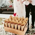 thumbnail image 1 of Caja de soporte de conos de confeti, caja de soporte para conos de confeti de boda, suministros para fiestas, decoraciones, centro de mesa, bandeja de 30 agujeros marrón, 1 of 10
