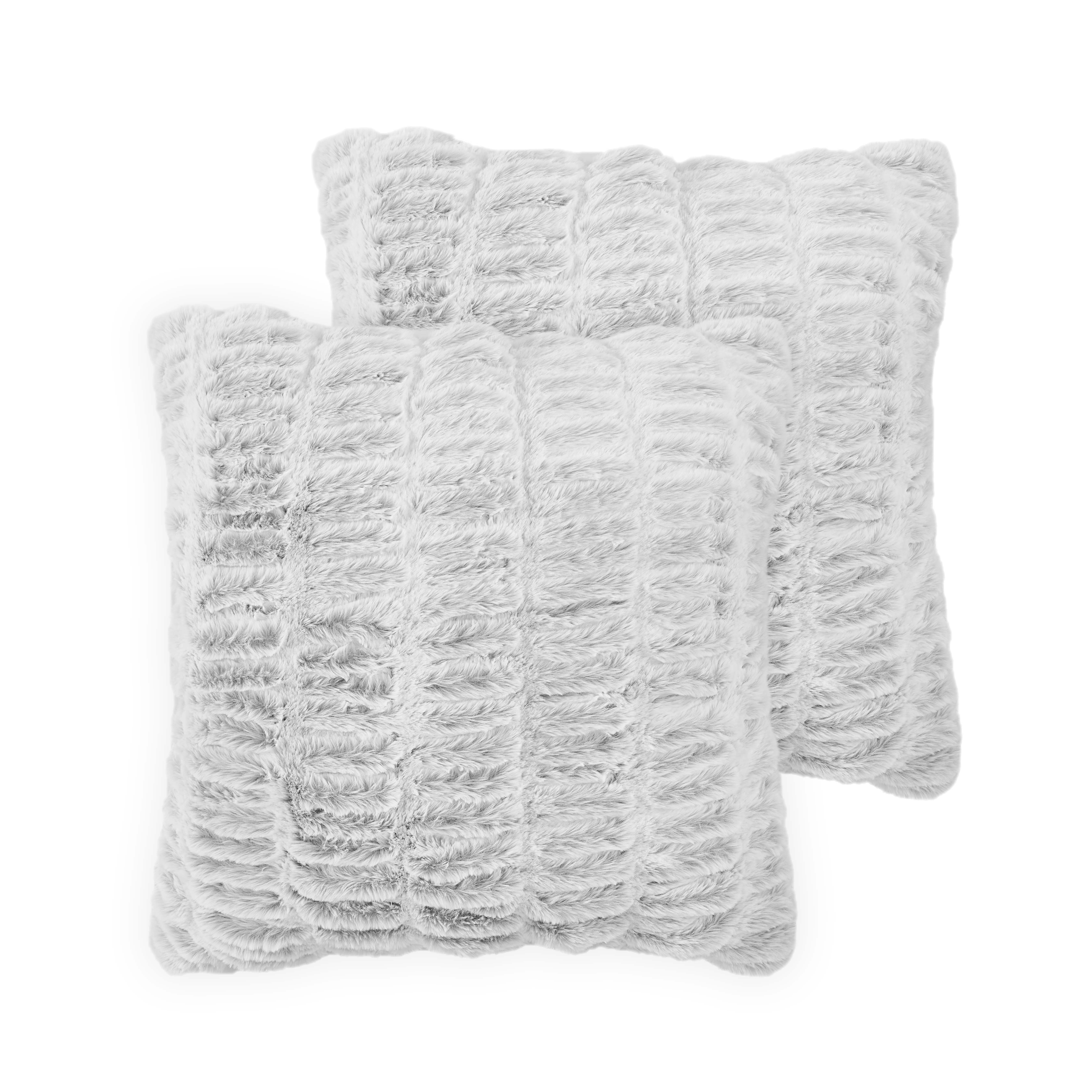 Mainstays Faux Rabbit Fur Pillow, 20" x 20", Gray, 2 Pack - Walmart.com