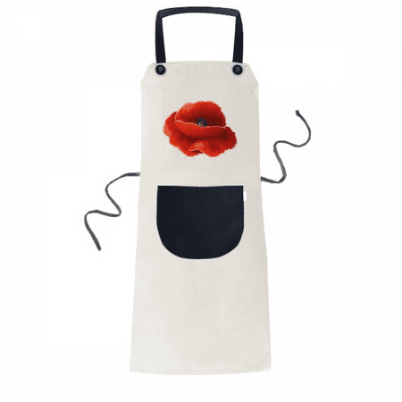 

Red Flower Painting Corn Art Apron Adjustable Bib Cotton Linen BBQ Kitchen Pocket Pinafore
