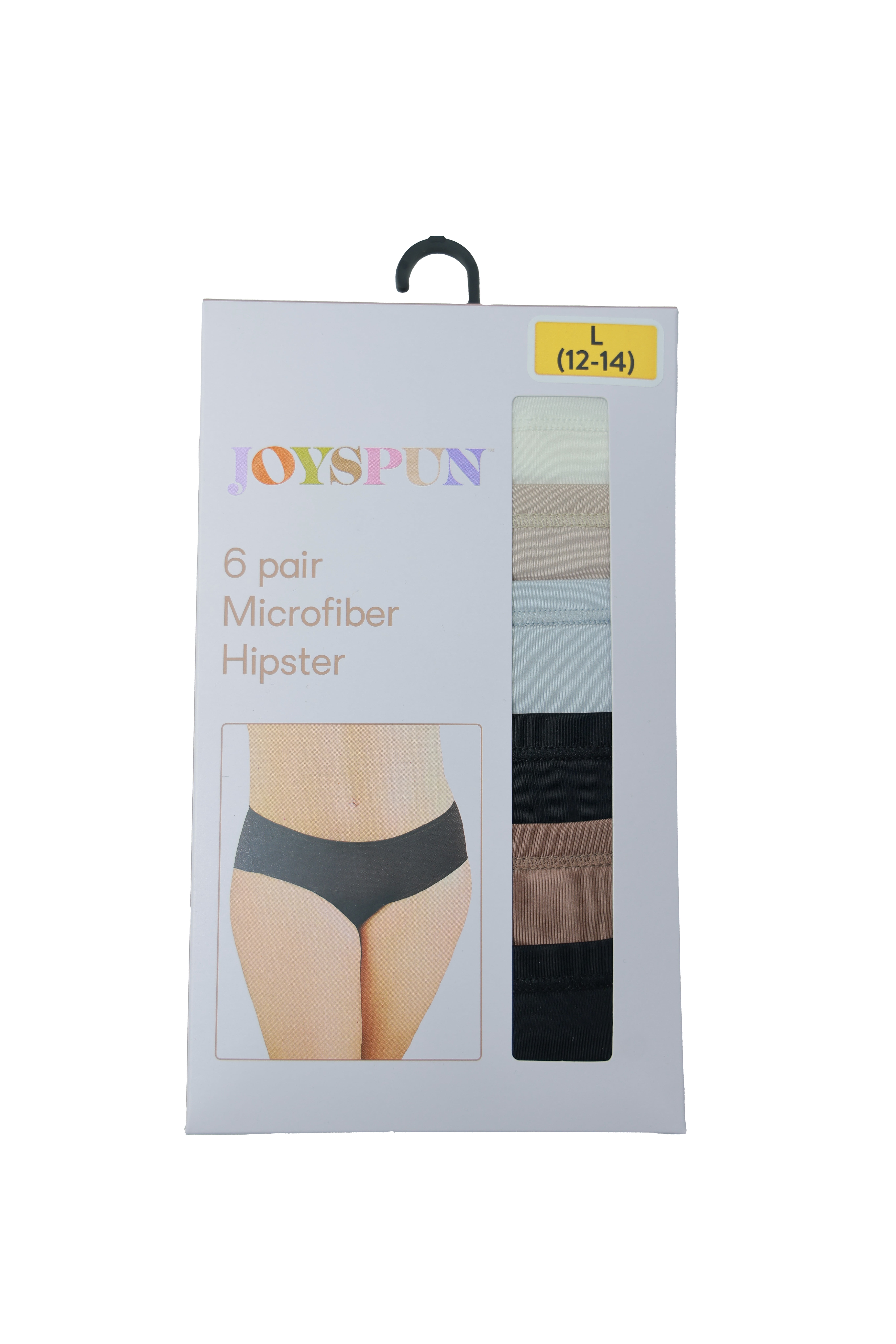 Joyspun Women's Microfiber Hipster Panties, 6-Pack, Sizes XS-3XL