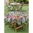 thumbnail image 3 of Spring Flowers Outdoor Tablecloth - 54 Inch Round Dining Table Cover, Farmhouse Black Plaid Wood Grain Waterproof Outdoor Table Cloth with Umbrella Hole & Zipper for Picnic/Patio/Party, 3 of 7