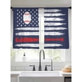 thumbnail image 2 of American Flag Sheer Curtains 45 Inch Length 2 Panels Set Window Treatments, US Flag Baseball Stars Navy Blue Rod Pocket Semi Curtains for Living Room/Bedroom/Kitchen Décor, 104"W x 45"L, 2 of 7