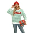 thumbnail image 5 of Sweatshirts for Women Glitter Patch Merry Christmas Letter Print Sweater Embroidered Pullover Tops Green M, 5 of 10