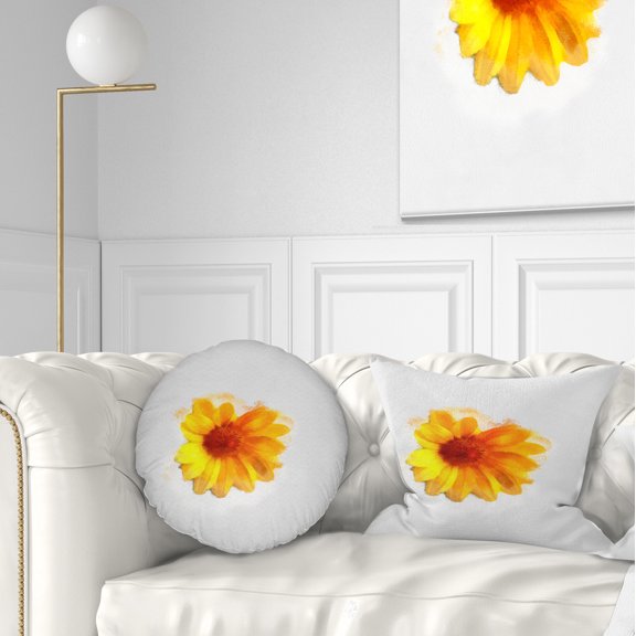 Designart Watercolor Yellow Coreopsis Sketch - Floral Throw Pillow - 12x20