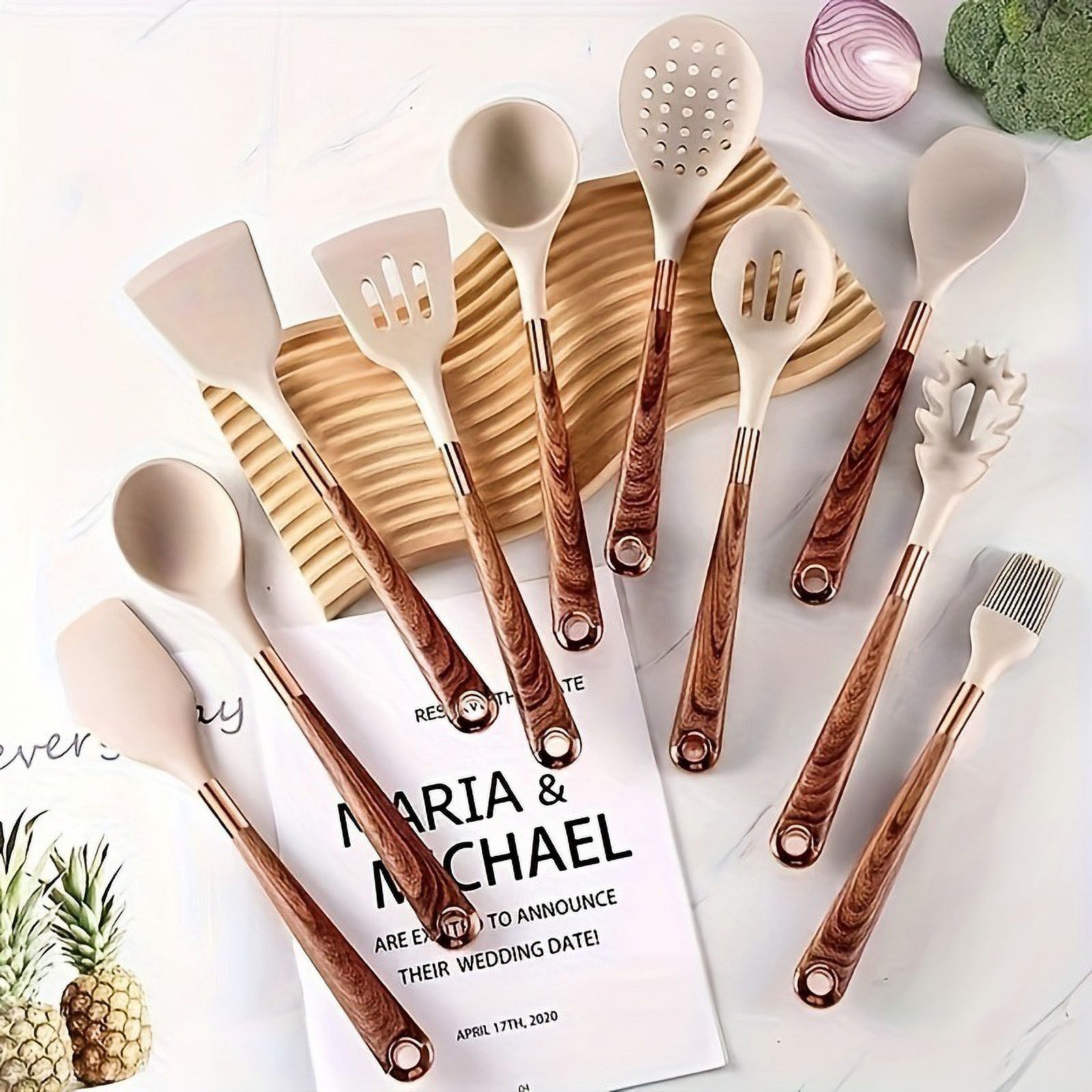 10-Piece Premium Non-Stick Silicone Kitchen Utensil Set - Tool & Gadget Sets for Effortless Cooking - Easy to Clean, Modern Cookware, Heat Resistant, and Durable Essentials for Home Chefs