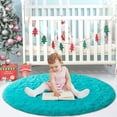 thumbnail image 6 of DweIke Round Rug for Bedroom,Soft Shaggy Area Rugs for Living Room Decor,Fluffy Circle Carpets for Nursery,4'x4',Blue, 6 of 7