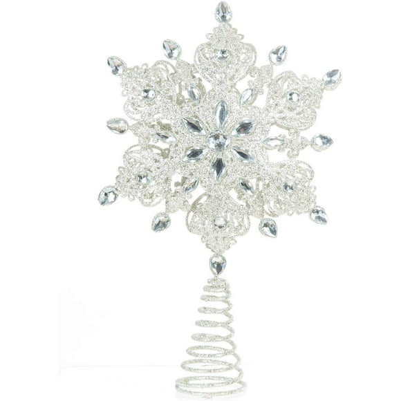 Topadorn Décoration d'Arbre Métal Étoile Argentée Flocon de Neige Fête Festive Maison Noël, Kali