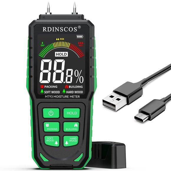 Rechargeable Wood Moisture Meter Digital Moisture Meter with LCD Display, Suitable for Wood, Firewood, Masonry, Walls, Building Materials
