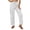 Z80 White, variant on Mifsaly Lightweight Cargo Pants for Women Cotton Linen Elastic Waist Drawstring Causal Summer Pants with Multi Pockets Loose Relaxed Fit Outdoor Lounge Outfits Army Green,L