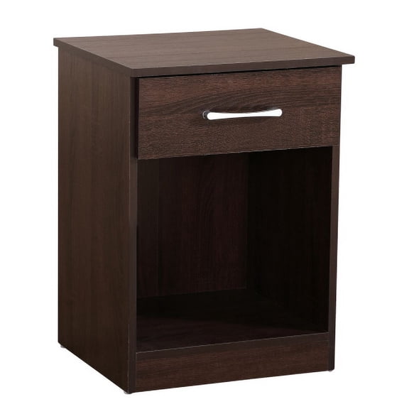 Dtwnek Wood Nightstand with 1 Drawer and Open Shelf, Brown
