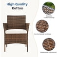 thumbnail image 5 of Patio Furniture Set, 3 PCS Rattan Patio Chairs Conversation Sets with Coffee Table and Cushion, Outdoors Wicker Bistro Chair Sets, Weather-Resistant, Beige, 5 of 8
