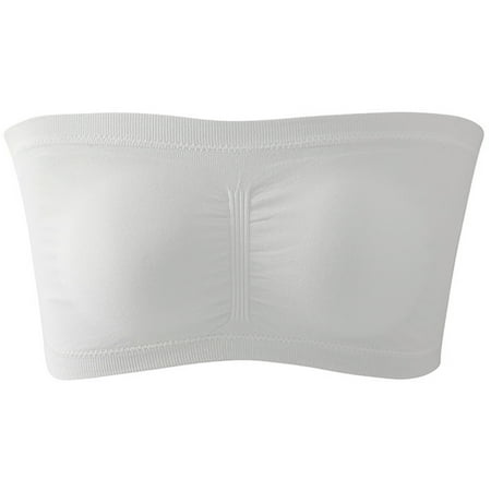 

Strapless Padded Bralette Classic Layering Wireless Bra Detachable Pad for Women White 6XL