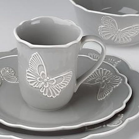 Butterfly Dinnerware - Lenox Butterfly Meadow Carved Dw Slate 4 Piece Place Setting