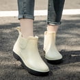 thumbnail image 4 of Botas De lluvia cortas De PVC De verano para Mujer, Botas De trabajo antideslizantes con plataforma De estilo británico, Botas planas De goma para pesca al aire libre, Botas De Mujer, 4 of 5