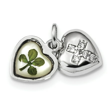 Silver Plated Shell - 925 Sterling Silver Platinum Plate Leaf Clover Epoxy Sea Shell Mermaid Nautical Jewelry Cubic Zirconia Cz Heart Pendant Charm Necklace Good Luck Italian Horn Love Multiple Gifts For