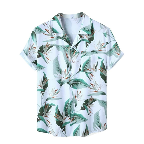Men's Hawaiian Shirts Short Sleeve Aloha TShirt for Men Casual Button Down Tropical Floral Shirt Summer Beach Party