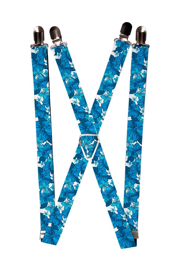 Blue Flowers Floral Pattern Collage Suspenders