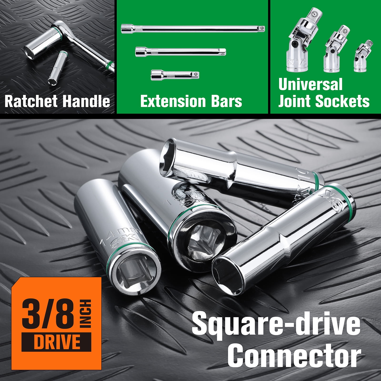 SK Hand Tools SK01347 12 Piece Metric 3/8" Drive Set Deep Socket Set