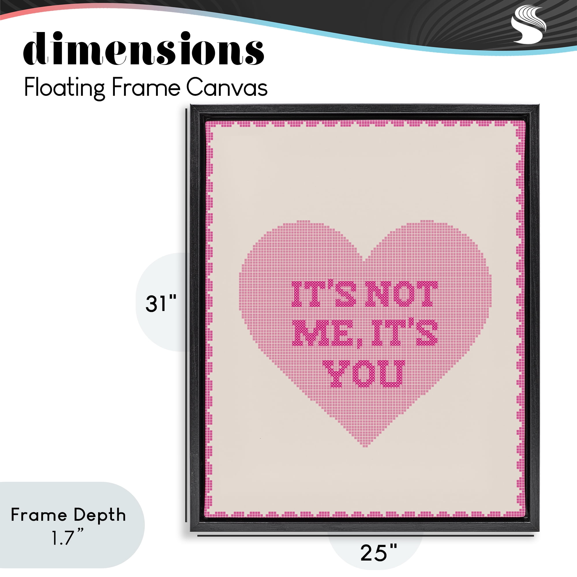 Stupell Industries Not Me It's You on Heart Black Framed Floater Canvas Wall Art, design by Lil' Rue