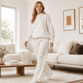 thumbnail image 5 of Polka Dot Set Women Oversized Hoodie and Wide Leg Sweatpants Comfy and Cozy Fleece Sweatsuits Large Kangaroo Pocket 2 Piece Sweat Set For Streetwear Airport Daily Home Wear, 5 of 7