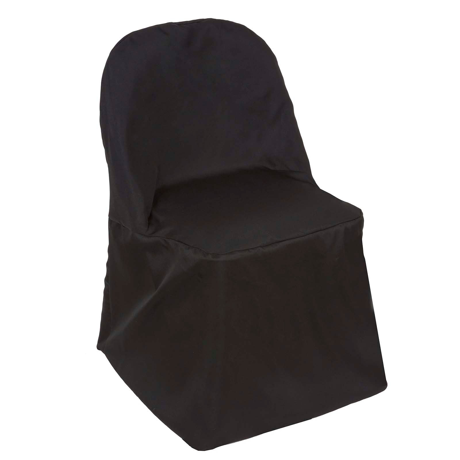 Efavormart 40 PCS Black Linen Polyester Folding Chair Cover Dinning