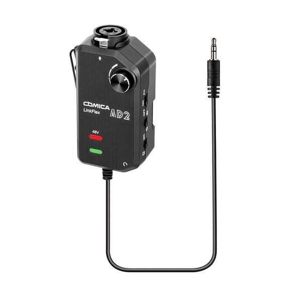 Adaptador de audio CoMica LinkFlex AD2 XLR /6.35mm-3.5mm Amplificador de preamplificador de micrófono Adaptador de audio Universal para cámara Smartphone Interfaz de guitarra Comica Adaptador de audio