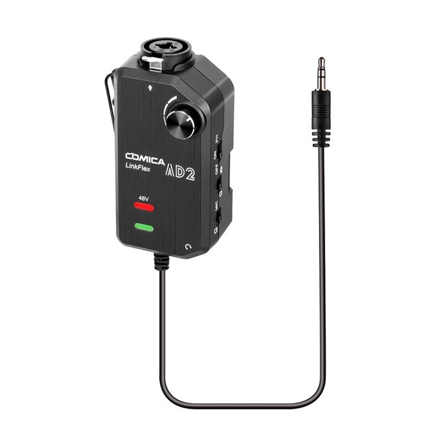 Adaptador de audio CoMica LinkFlex AD2 XLR /6.35mm-3.5mm Amplificador de preamplificador de micrófono Adaptador de audio Universal para cámara Smartphone Interfaz de guitarra Comica Adaptador de audio