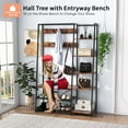 thumbnail image 5 of Topbuy Hall Tree with Storage Bench 5-in-1 Freestanding Coat Rack w/ 9 Hooks 5 Side Shelves 2 Mesh Shoe shelves, 5 of 10