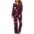 thumbnail image 5 of FDGIU ‌‌‌‌Women's Valentine Pajama Set - 2 Piece Sleepwear Long Sleeve Button Down Shirt & Pants PJs, 5 of 5